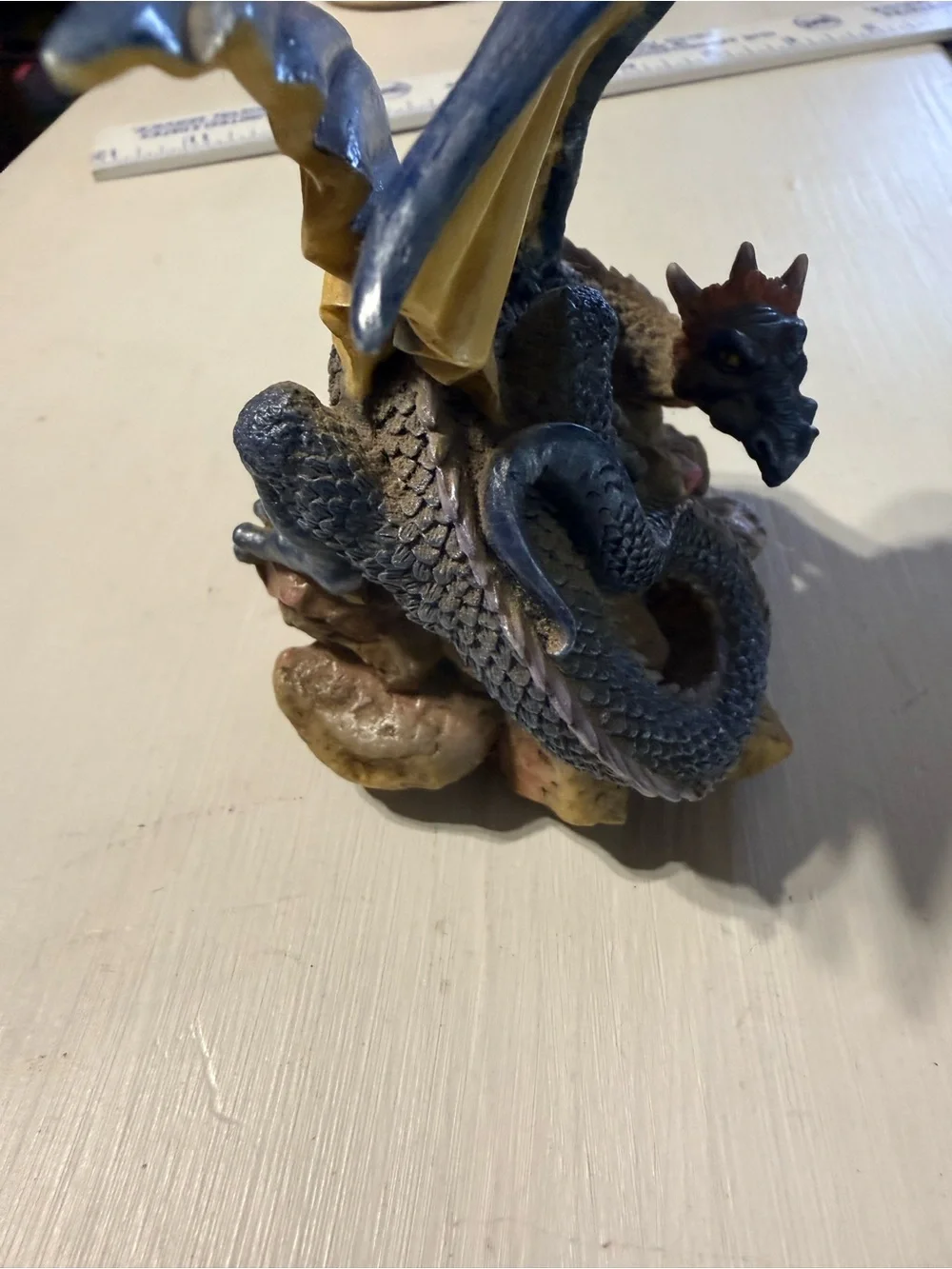 Decorative Dragon Figurine - Blue and Yellow
